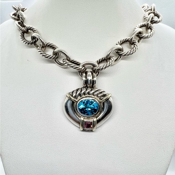 David Yurman Topaz and Tourmaline Enhancer Pendant - Picture 4 of 15